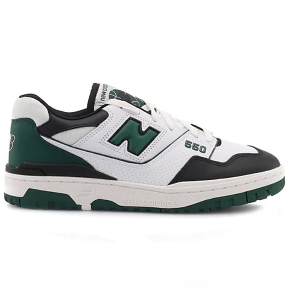NEW BALANCE 550 Unisex Basketball Sneakers in White, Green, Black